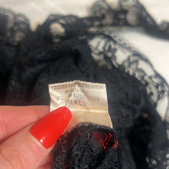 Vintage 1960’s Juliana Black Sheer Lace Ruffle High Cut Teddy Bodysuit, small - Picture 3 of 11